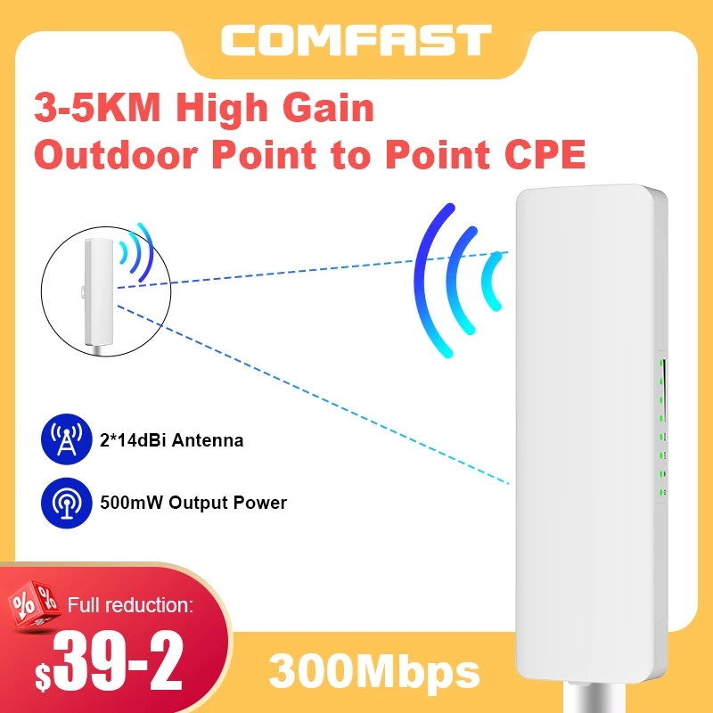3-10Km A Lungo Raggio Wifi Esterno Cpe 300 ~ 900Mbps Bridge Wireless Con Antenne 2 * 14Dbi Wifi Access Point Ap 48V Poe Client Router