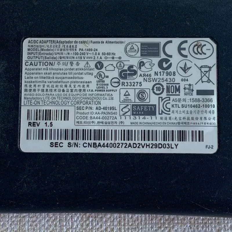 Carregador de Laptop Genuíno para Samsung Adaptador ca 19v 2.1a 40w Pa140024 Ad4019sl Np900x1b Np900x3c Np900x3e Np900x4d Aa-pa3ns40 - Image 6
