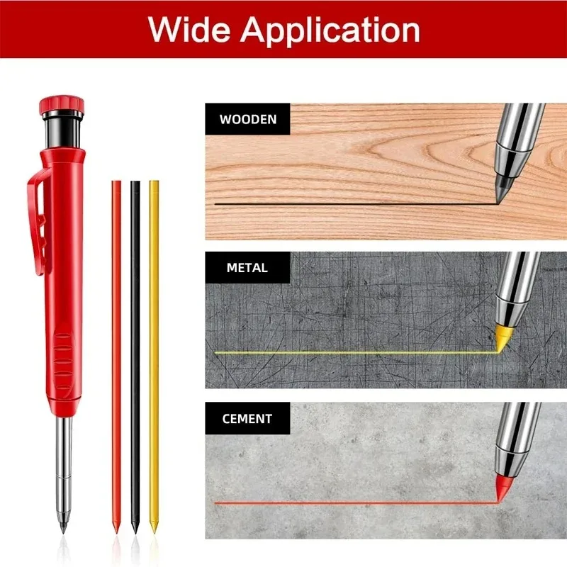 Carpenter Pencil Metal Long Head Deep Hole Professional Engineering Quick Drying Marker Graphite Woodworking Lineation