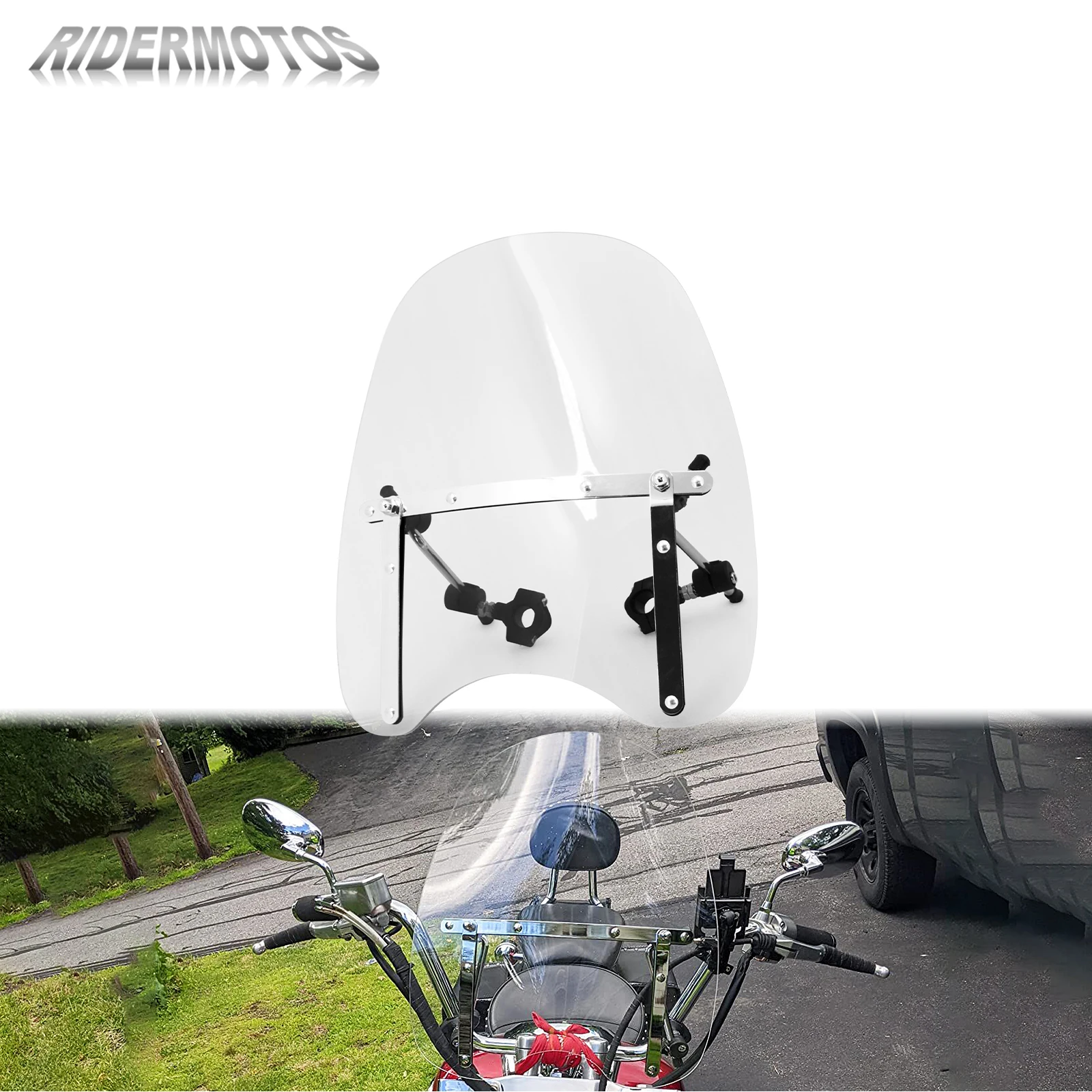 

Motorcycle Large Windshield Universal Windscreen 7/8" 1" Handlebar For Harley Touring Street Glide Softail Dyna FLD For Kawasaki