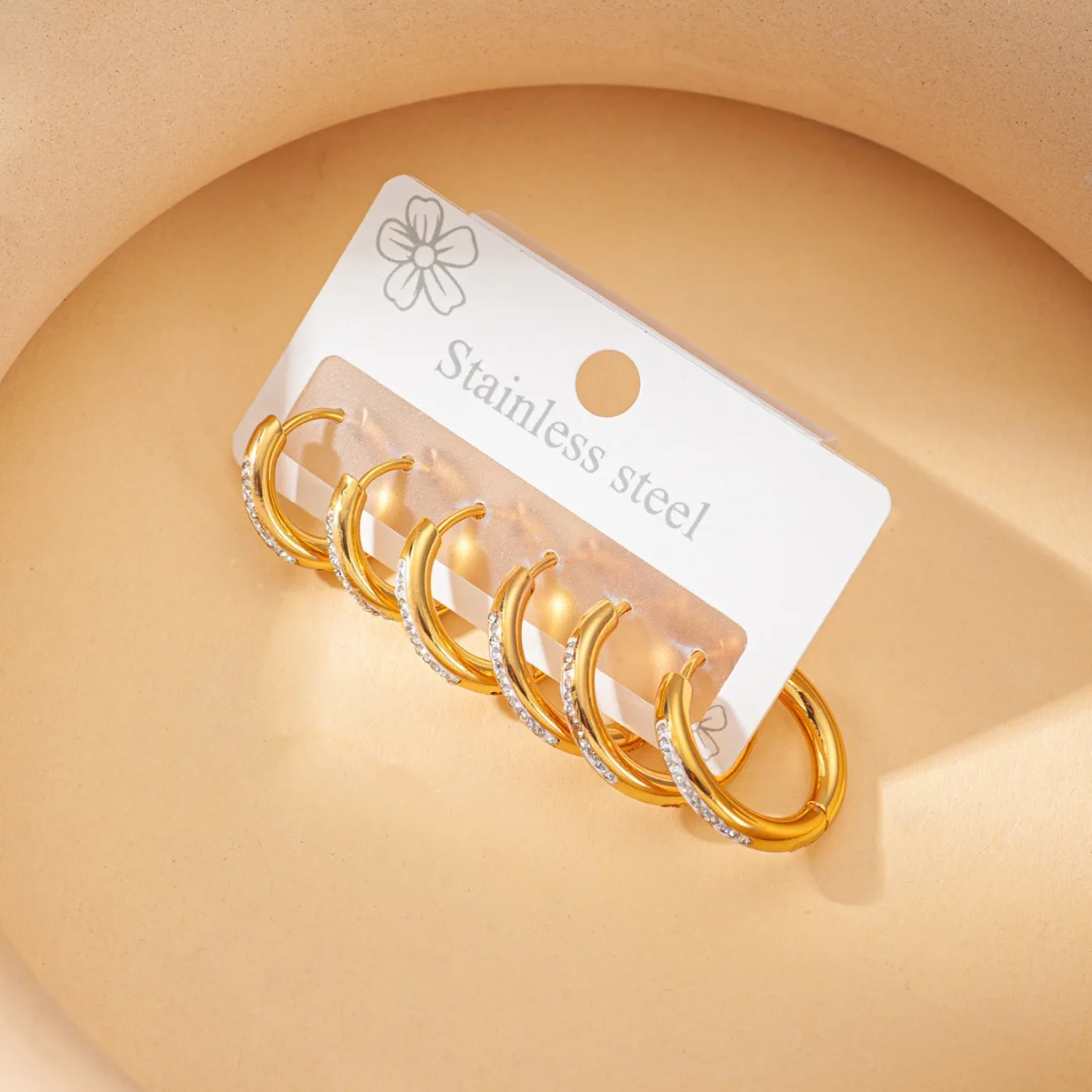 Luxury 316L Stainless Steel Golden Circle Earring for Women Simple Temperament Jewelry Gifts Wholesale 3