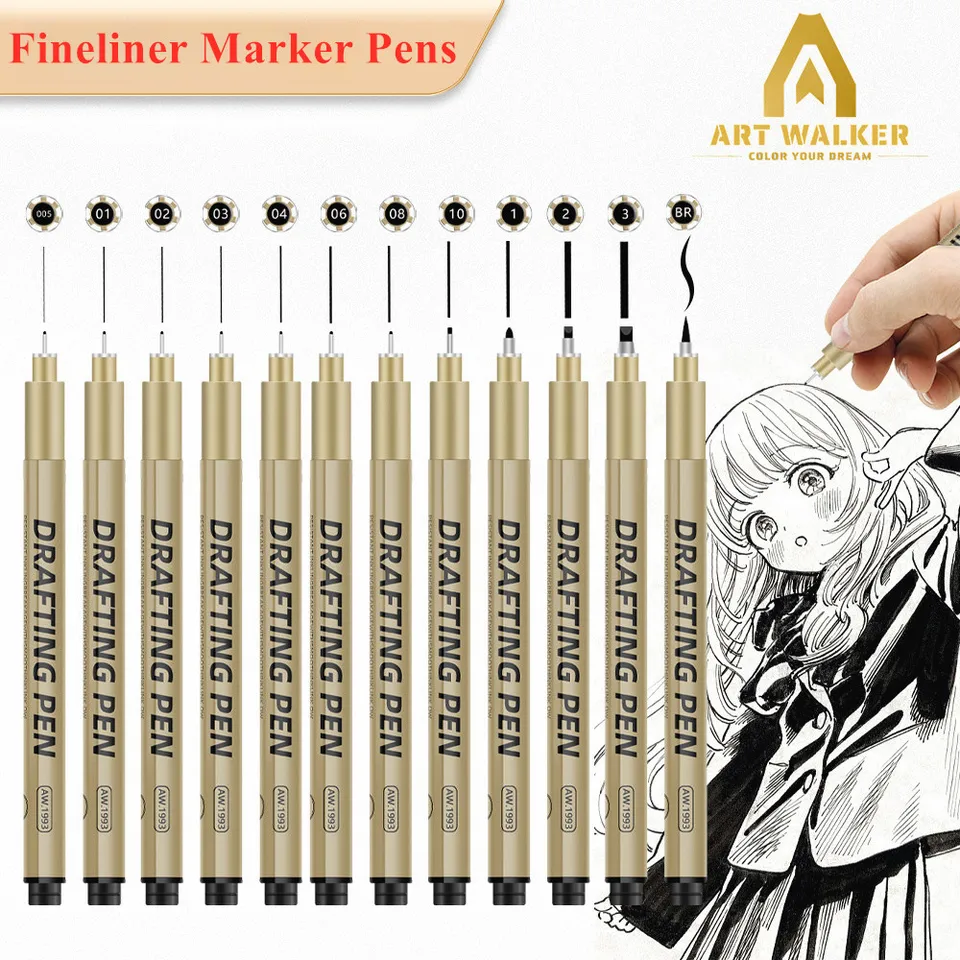 Oumefar Fineliner Pen Set - 9 Tip Sizes (0.05mm To Brush), Black Ink, For Drawing, Manga & Sketching - View #9
