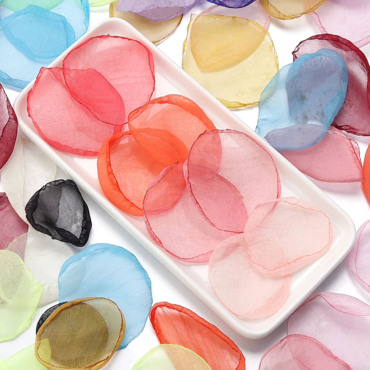 20pcs/lot Chiffon Fabric Flower Petals Multicolour Simulation Rose Flower Petal for Earrings Dress Carft Decoration Accessories