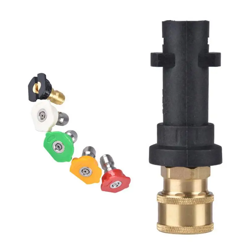 

Wash WaterGun Connector 5 Nozzles Heavy Duty Sprayer Connector For Cleaning Washing High-pressure Metal Connector Accessories
