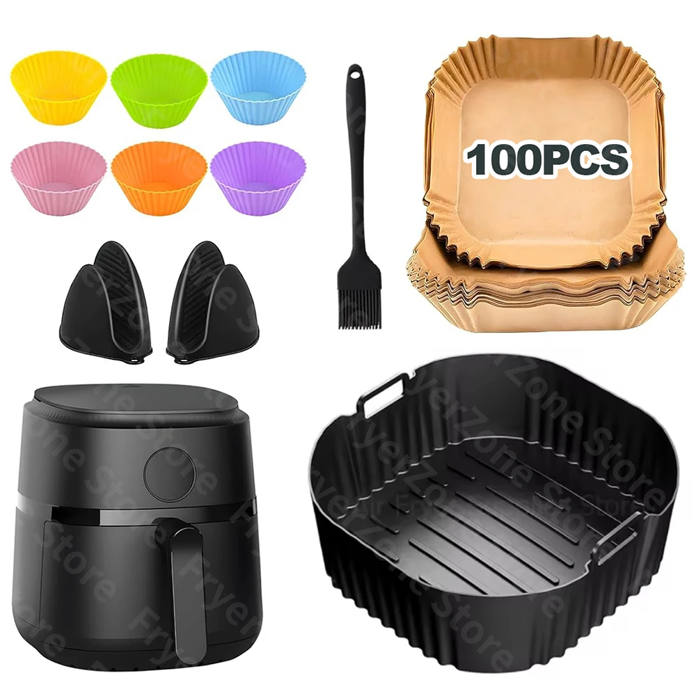 Premium Air Fryer Accessories with Reusable Silicone Liners