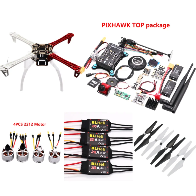 

F450 Drone Kit With 450 Frame PIXHAWK flight control +Radio Telemetry Quadcopter BLHELI 20A 2212 Motor ESC With Landing Gear