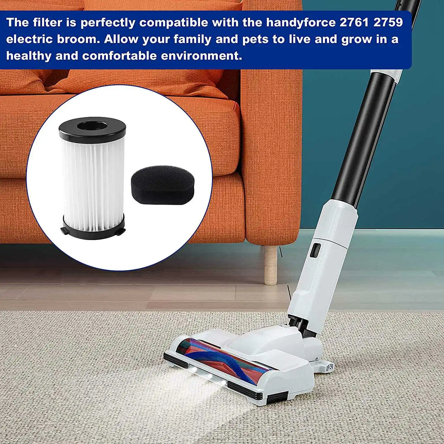 2 Filtri E 4 Spugne Per Aspirapolvere Ariete Handyforce 2761/2759 - Lavabili E Ad Alta Filtrazione - Foto 5