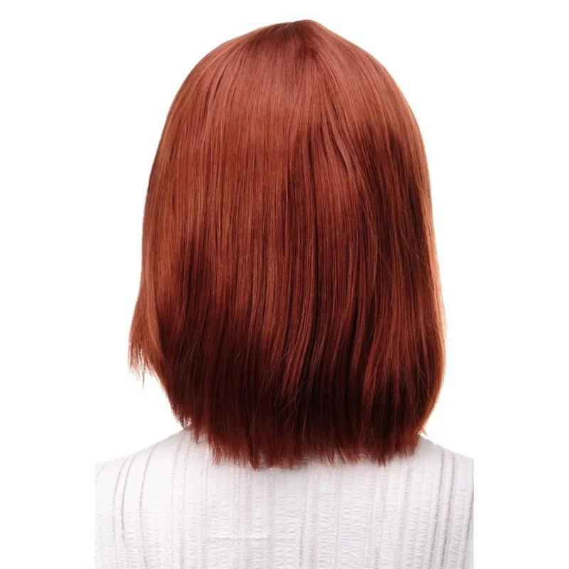 섹시한 가발 페이지 롱 밥 프린지 레드 구리 레드 부드러운 머리카락 25cm 7803-350