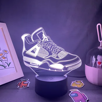 3D LED 네온 야간 조명 스니커즈, 친구 침실 테이블 장식, 오타쿠 용암 램프, 파티 클럽 장식, 팬 선물, 생일 선물