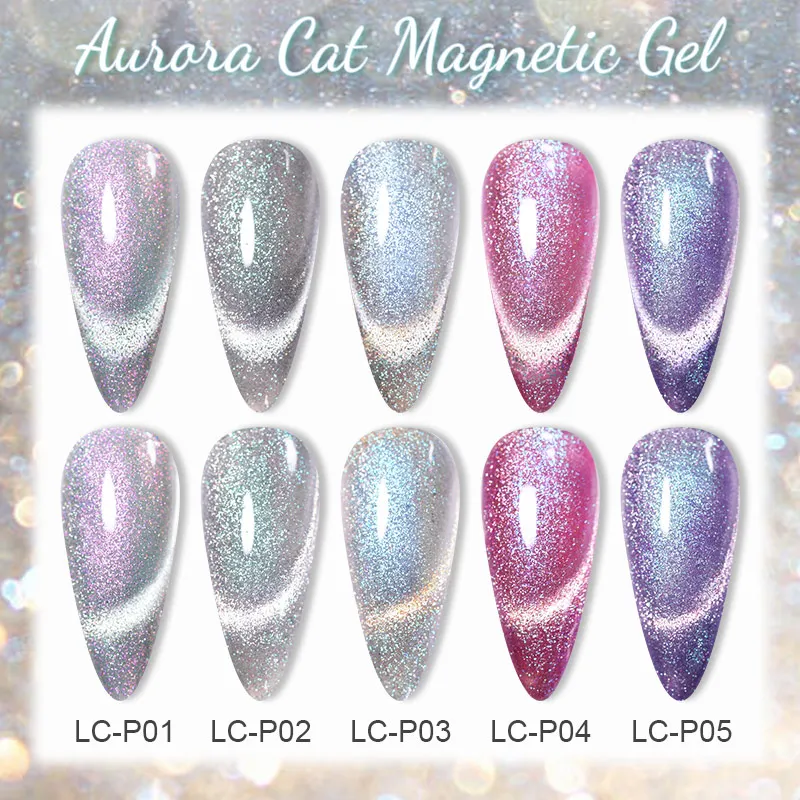 LILYCUTE 7ml Aurora Cat Magnetic Gel Nail Polish Ultra Shine Glitter Magnet Gel Soak Off Semi Permanent UV Gel Nail Art Manicure