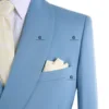 Cenne Des Graoom 2025 New Elegant Blue Suits for Men Metal Side Release Buckle 2 Pieces Set High Quality Wedding Party Dinner 2