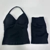 No Logo 2Pcs Gym Set Women Backless Tank Tops High Waist Scrunch Seamless Shorts Gym Suit Fitness Clothes Activewear Workout Set 5