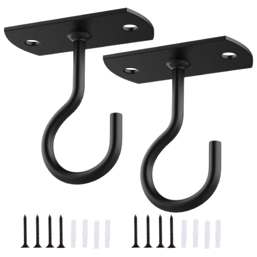 2Pcs Wall Hooks Iron Hanger Outdoor Planter Bracket Heavy Duty Plant Shelves Flower Basket Holder Clothes Rack Garden Light