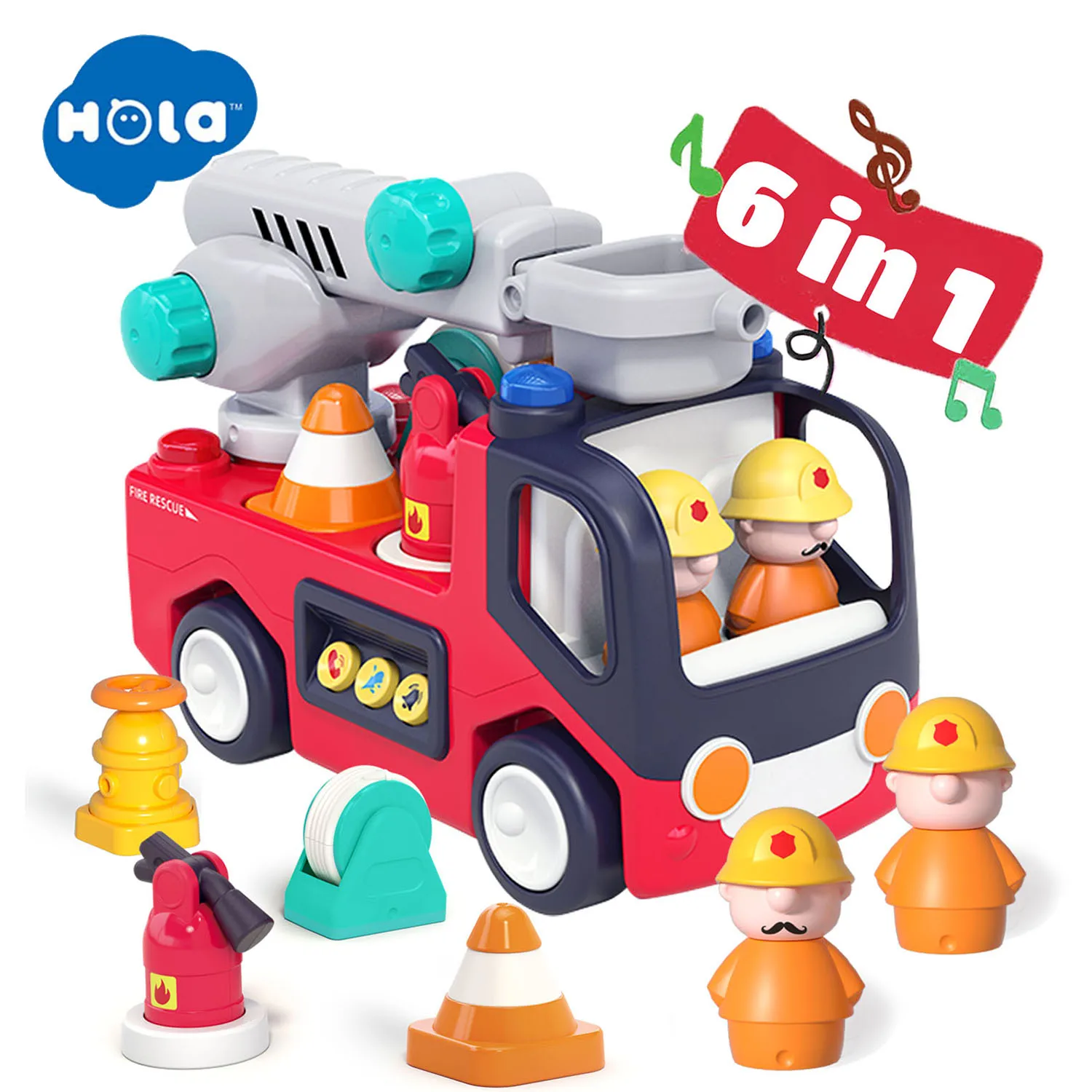 HOLA Baby Learning Fire Truck Toys Montessori Developmental