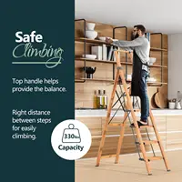 WOA WOA 6 Step Ladder, Folding Ladder with Handrails for High Ceilings, Indoor Tall Ladders with Wide Pedals, Lightweight Alumin 2
