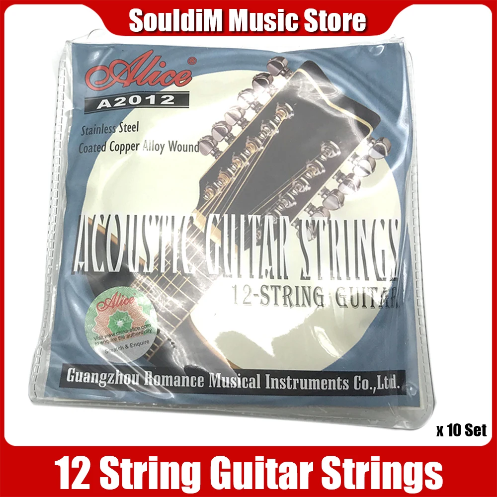 

10set Alice 12 String Acoustic Guitar Strings Coated Copper Alloy Wound Steel Core A2012 Gutar Accessories