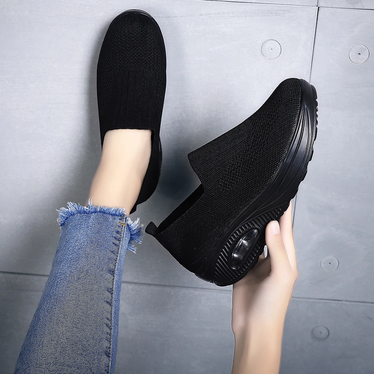 2024 Women's Autumn Simple Solid Color Comfortable Non-slip Loafers Outdoor Shallow One-leg Mesh Breathable Vulcanized 36-43
