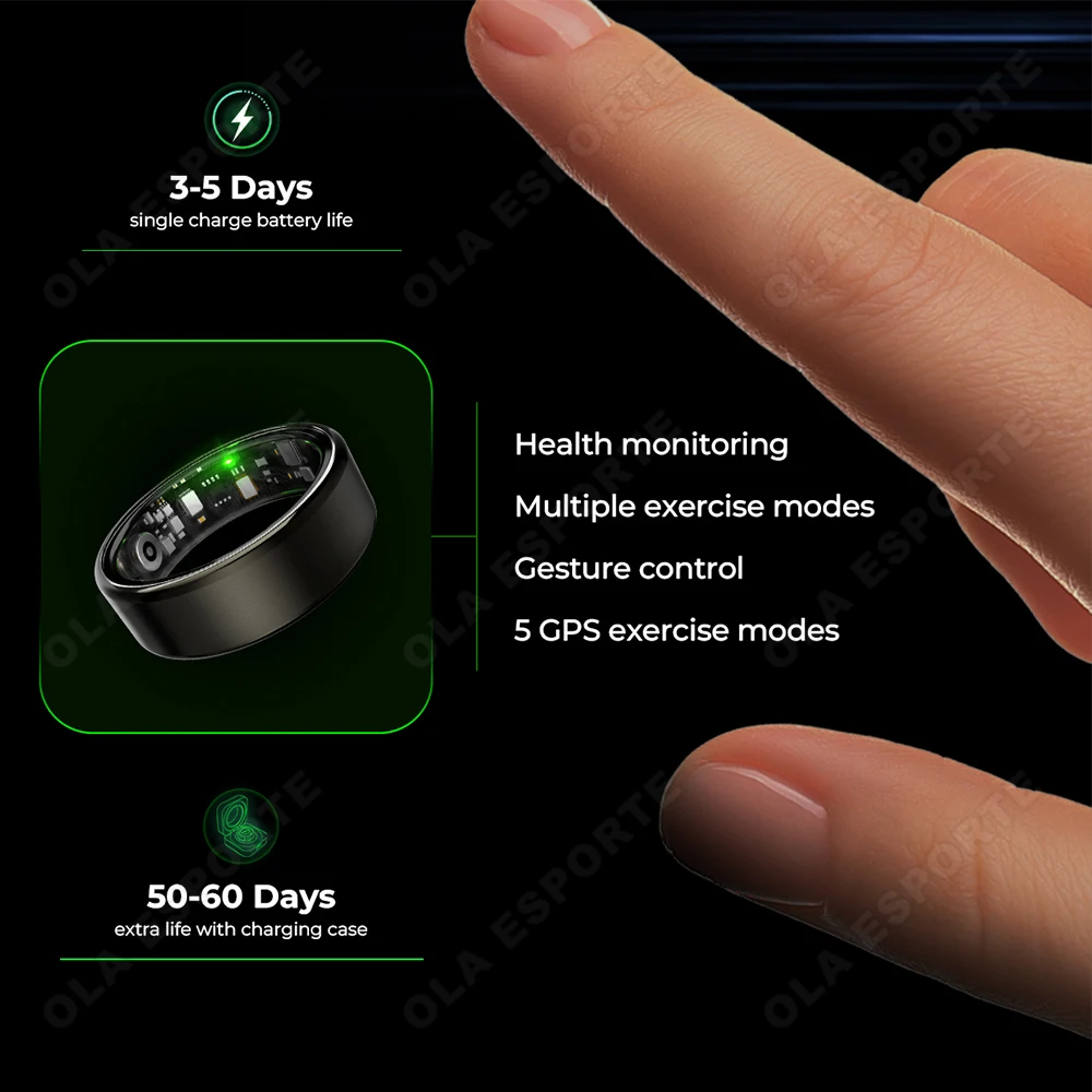 New Smart Ring Men Women Optional Charging Case, Heart Rate Blood Oxygen Health Monitor, Waterproof Sports Smartring For Android