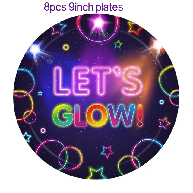 Let's Glow In The Dark Party Tableware Tablecloths Cups Plates