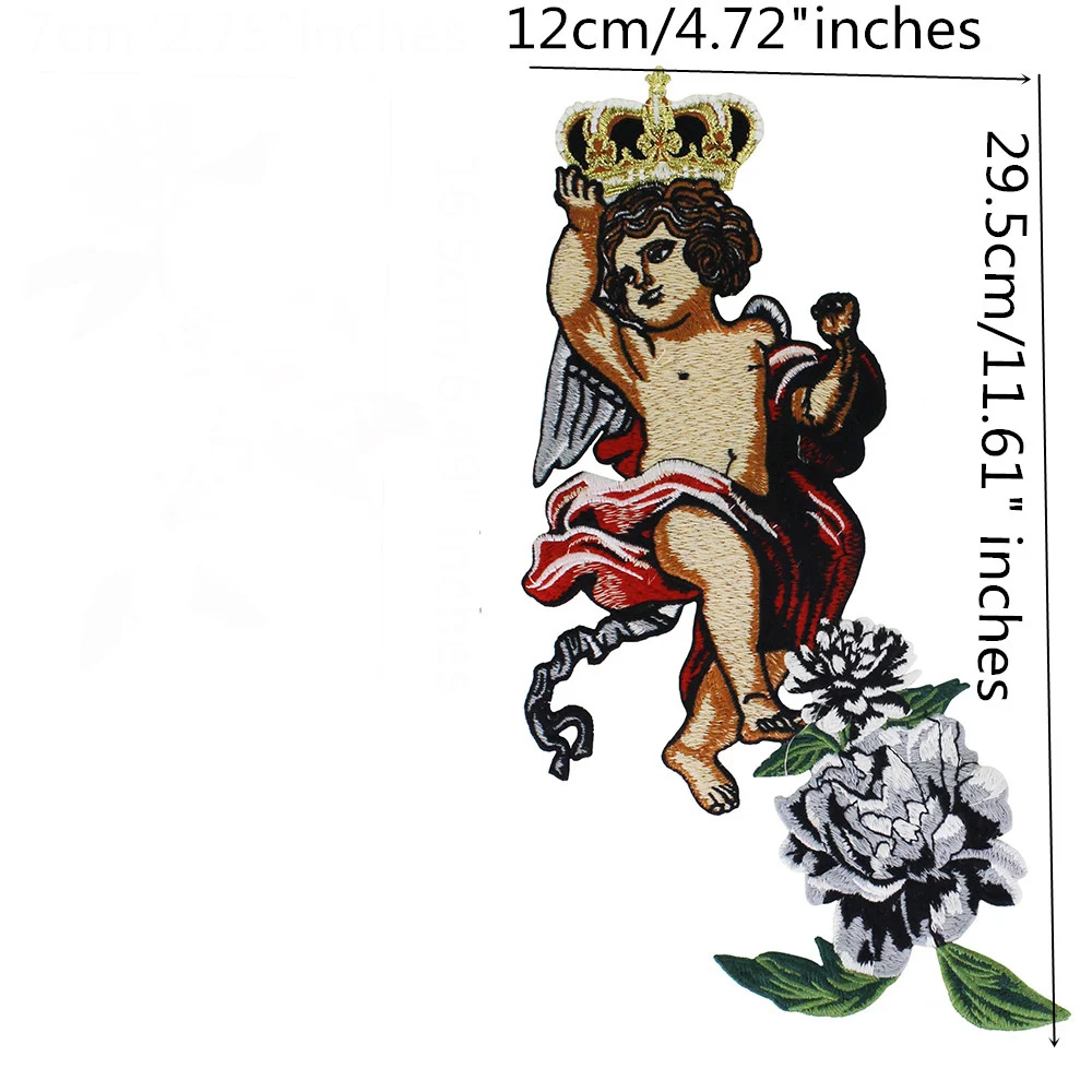 2 Pezzi Applique Ricamo Ala D'Angelo Con Paillettes E Corona – Patch Fai Da Te Per Abbigliamento - 4