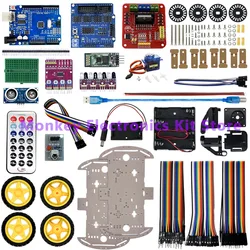 4WD Electronic Smart Robot Car Kit with Speed Encoder and Battery Box (4WD Upgrade Kit)