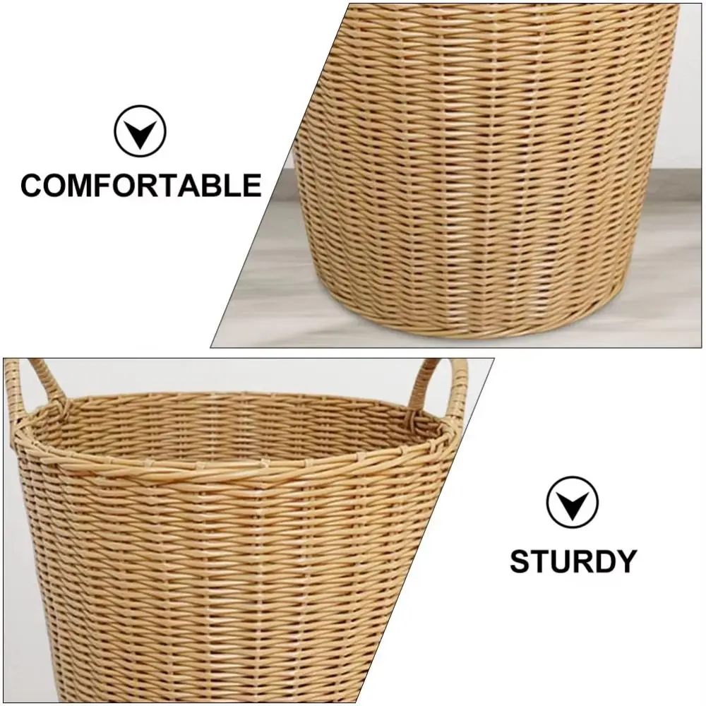 Portable Foldable Laundry Basket New Woven Rattan-Style Toys Storage Basket Durable Dirty Clothes Basket Wicker Baskets