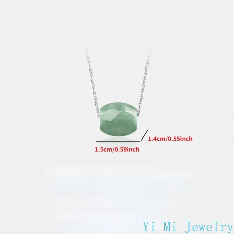 Jadeite Pendant Planted Bean Green Transfer Bead Female Jade Necklace S925 Silver Chain for 1 Real and Items