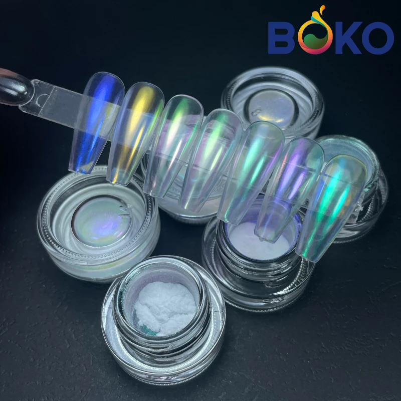 BOKO 0.3g Nail Aurora Powder Fairy Fine Mirror Effect Chrome Rubbing Dust Pigment DIY Manicure Decor