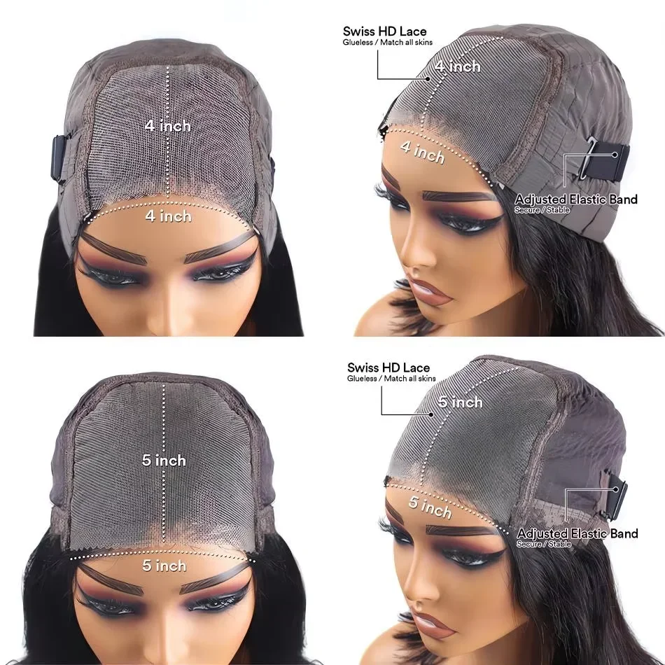 Ready To Wear Glueless Bob Straight Wig 4X4 5X5 Short Bob No HD Lace Frontal Wig Closure Black Wigs For Women 6