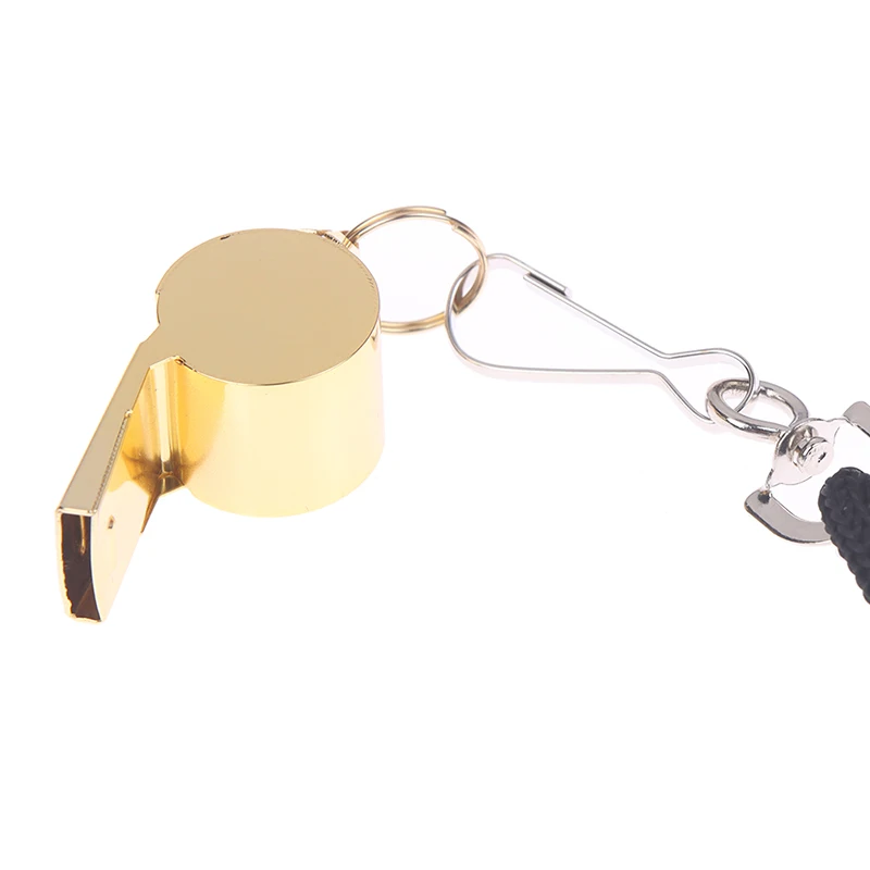 High Quality Stainless Steel Golden Whistle Hanging Neck Sports Whistle Lifeguard