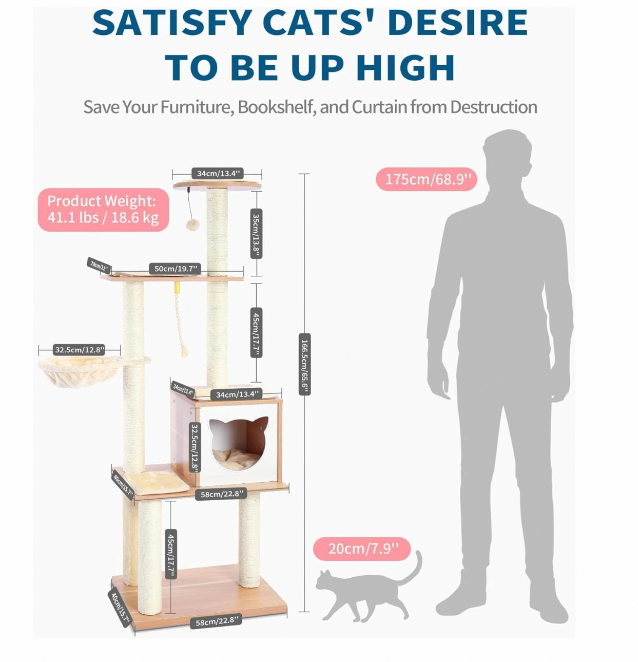 Factory Customization Of Modern Luxury Wooden Cat Cond Wood Color Creative Cat Scratching Post Tower Tree