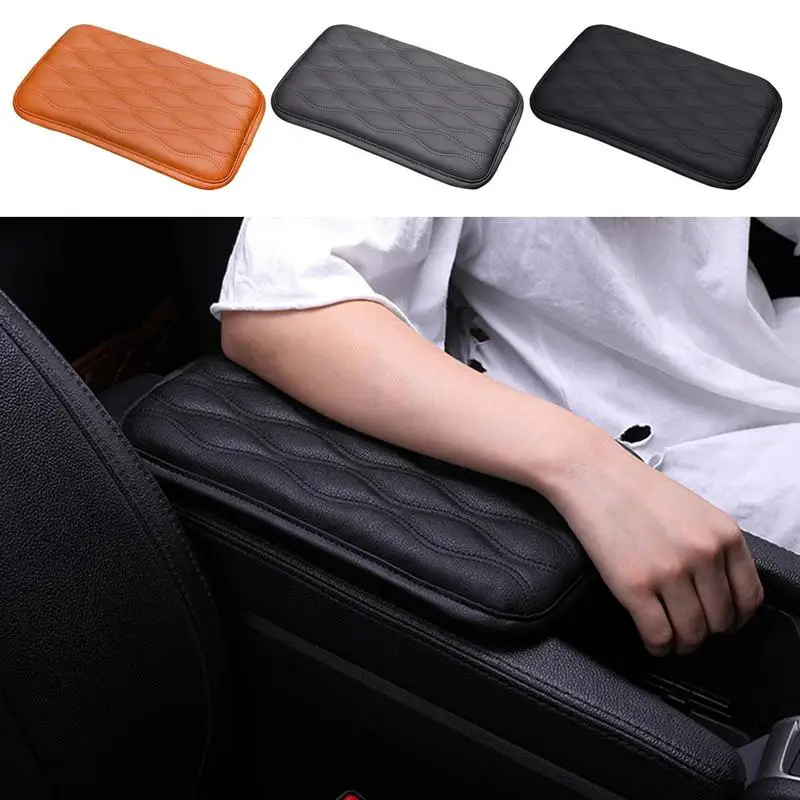 

PU Leather Car Armrest Pad Cover Universal Center Console Wave Embroider Auto Seat Box Protection Cushion Hand Supports