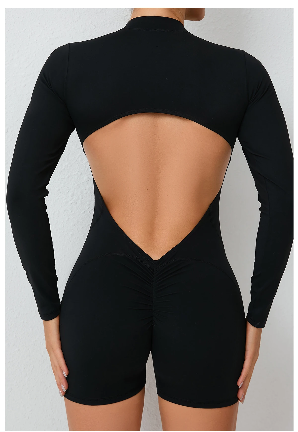 Frauen Yoga Overalls Zipper Design Gepolsterte Overall Langarm Sexy Casual Straße Plain Einem Stück Dünne Frauen Herbst Strampler – Detail 29