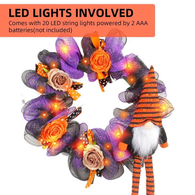 Mesterséges Koszorú Karácsonyfa Dekoráció Bejárati Ajtó 20 Fényű Dísz Beltéri Kültéri Partira - Image 6