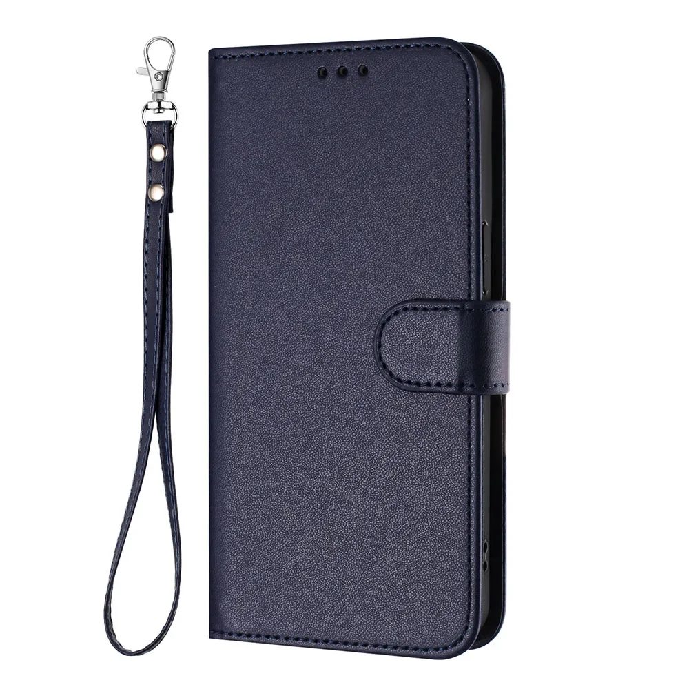 Solid Color Leather Flip Wallet Phone Case