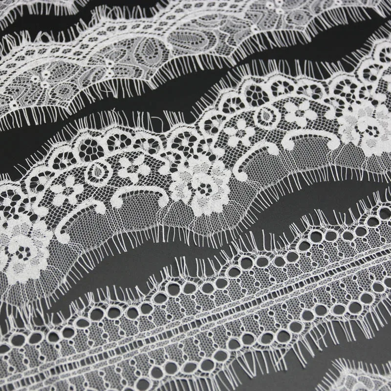 (3 meters/roll) White Eyelash Lace Fabric Sewing Garment Ribbon Wedding Dress Curtain Material Manual DIY Lace