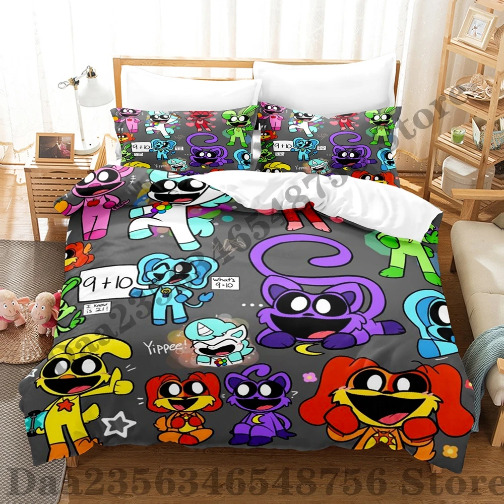2024 Smiling Critters Bedding Set Single Twin Full Queen King Size Bed Set Adult Kid Bedroom Duvetcover Sets Anime Bed Sheet Set 3