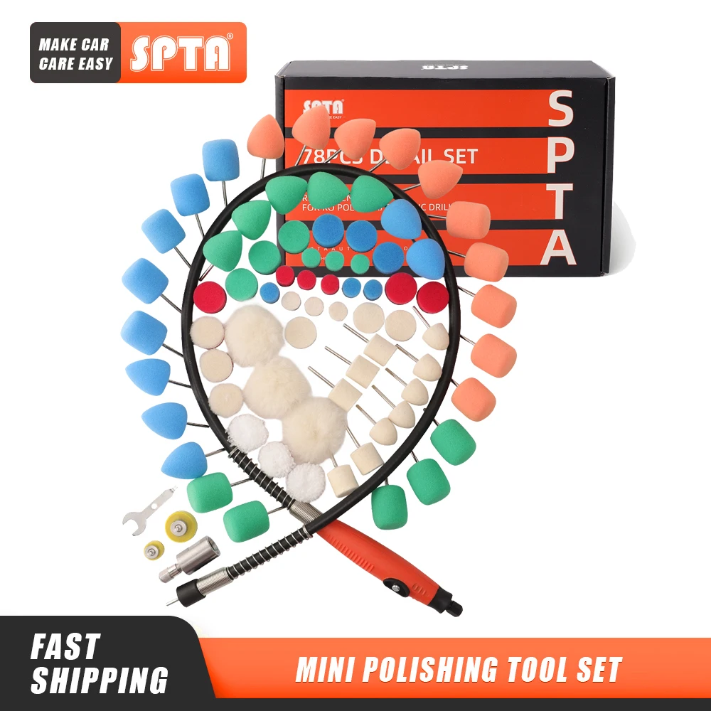 

SPTA Mini Polishing Machine Car Beauty Detailing Extention Tools Buffer Detail Polish Pads Kit For Rotary Polisher & Drill