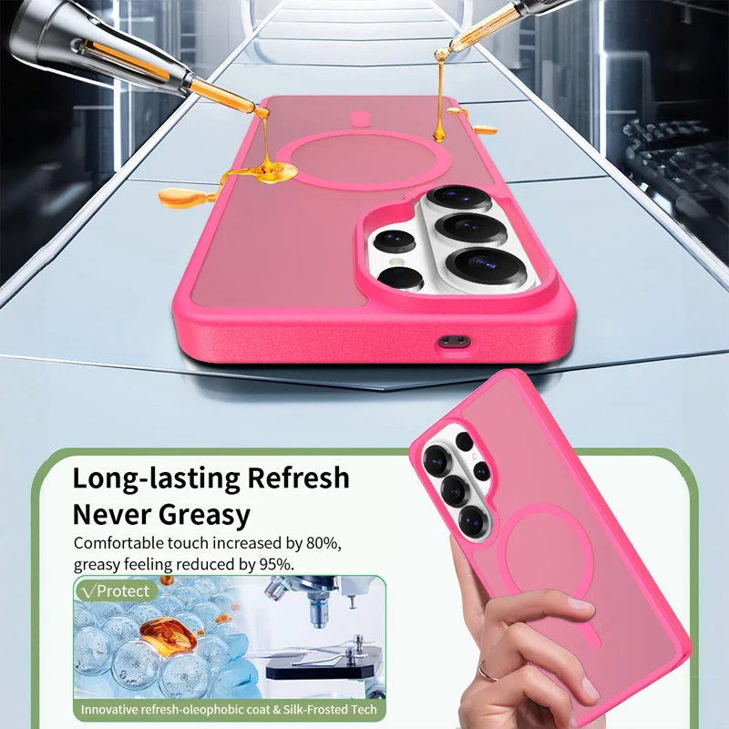 Magnetic Attraction Shockproof Matte Phone Case - Semi-Transparent, Skin Feel, Hard PC Back Cover