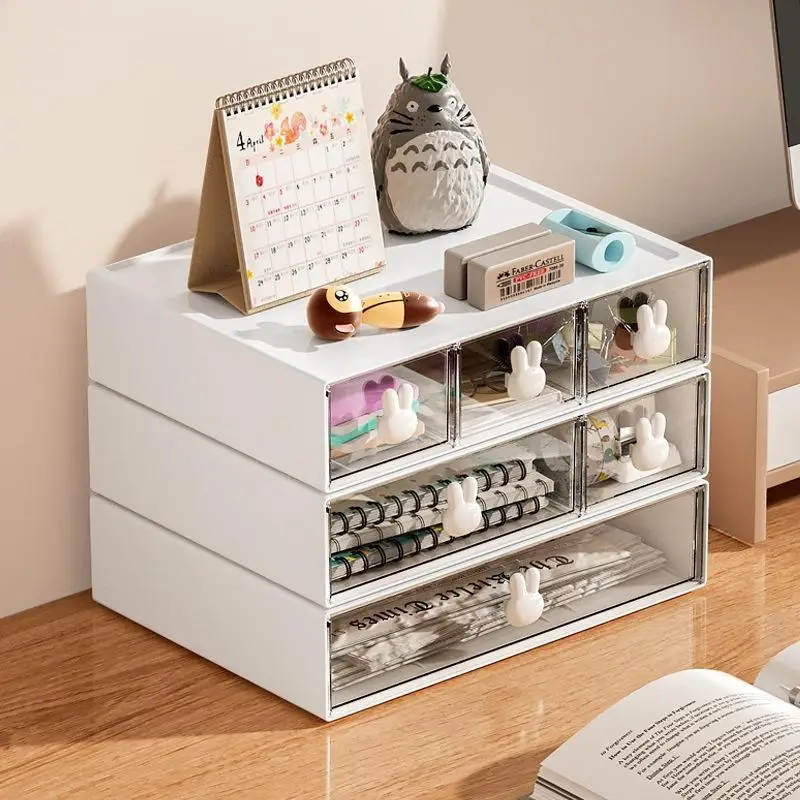 Desktop Storage Box Organizer Drawer Type Transparent Acrylic Desk Stationery Hand Account Storage Rack Desk Simple Pen Holder 6