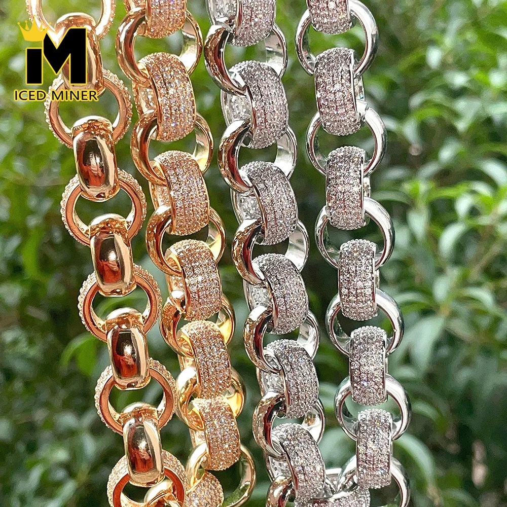 

20mm O Chain Iced Out Cuban Chain Necklaces for Men Women Bling Zircon Link Cuban Hip Hop Jewelry Free Shipping