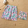 Summer Mommy and Daddy Son Daughter Clothes Clothing Bikini Sandbeach Swimsuit Family Matching Outfits Leaf Printing Swimwear 4