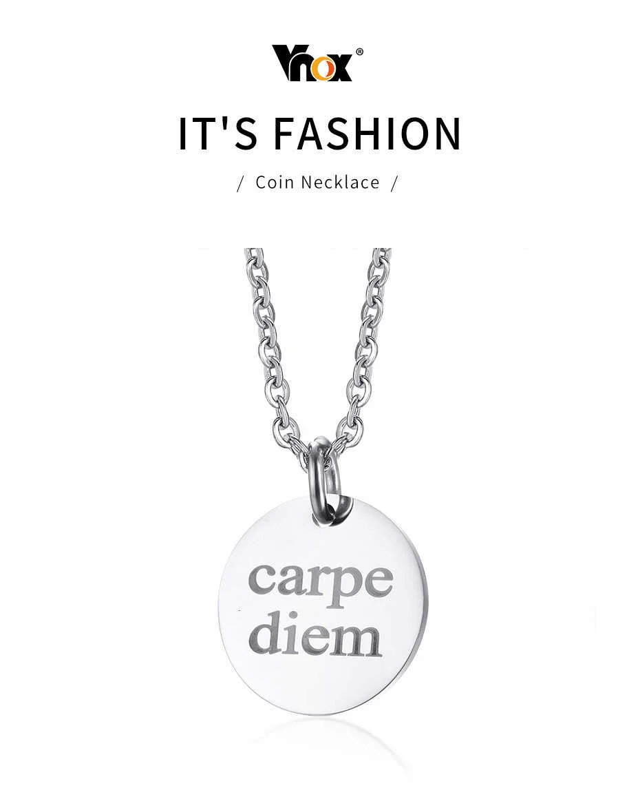 Vnox Engraved Carpe Diem Necklaces for 