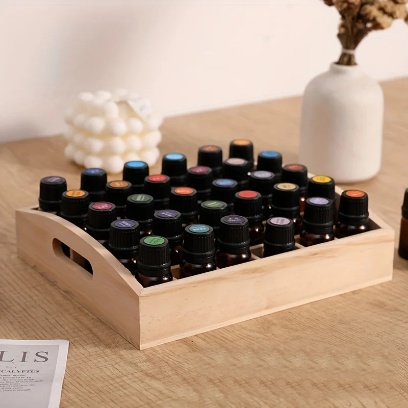Storage Box 30-cell essential oil storage box Pine storage box High-end small wooden Portable essential oil