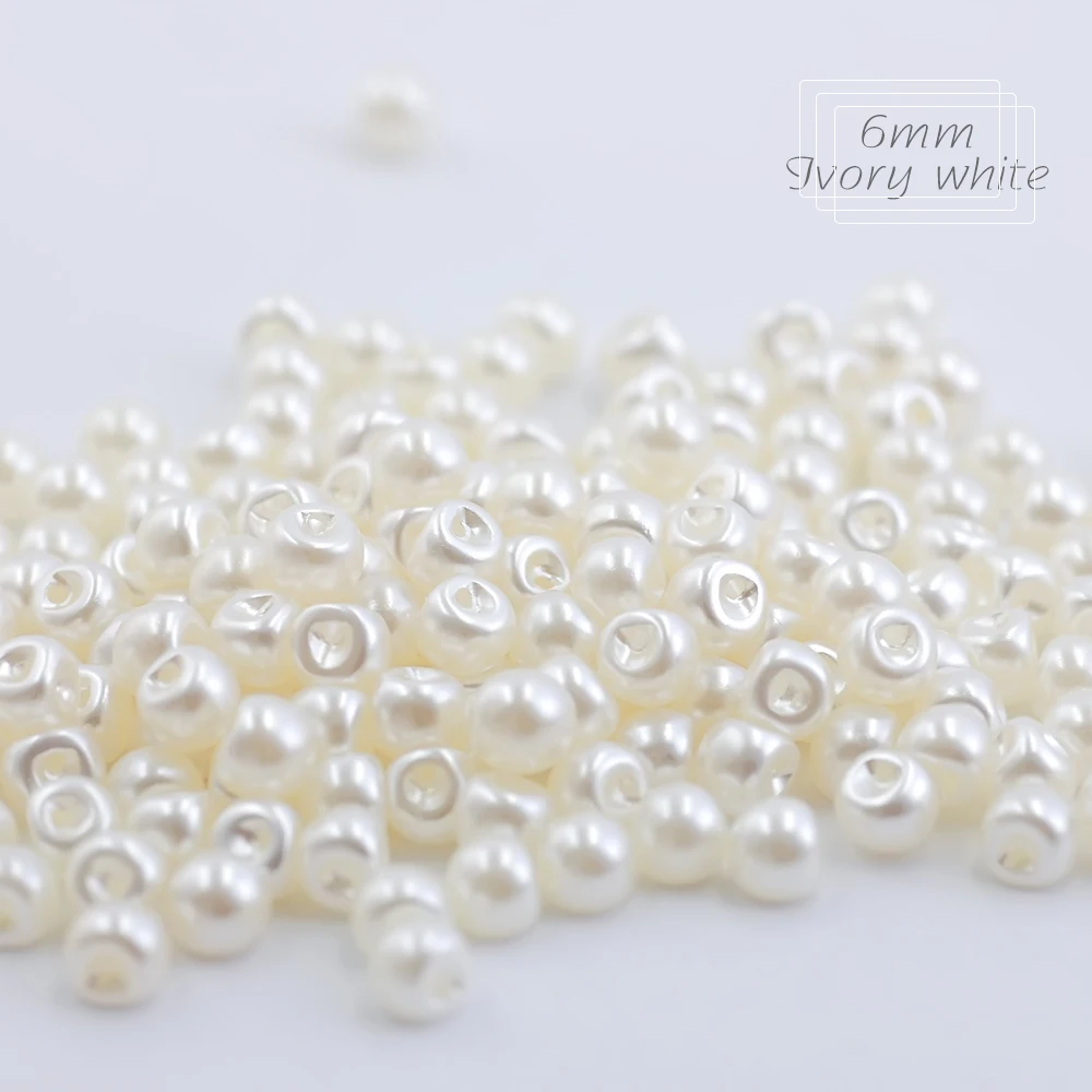 Hisenlee 6 Size Sewing Buttons Side Hole Round Plastic Pearl Buttons 6mm 8mm 9mm 10mm 12mm 14mm White/Ivory Accessories 100Pcs