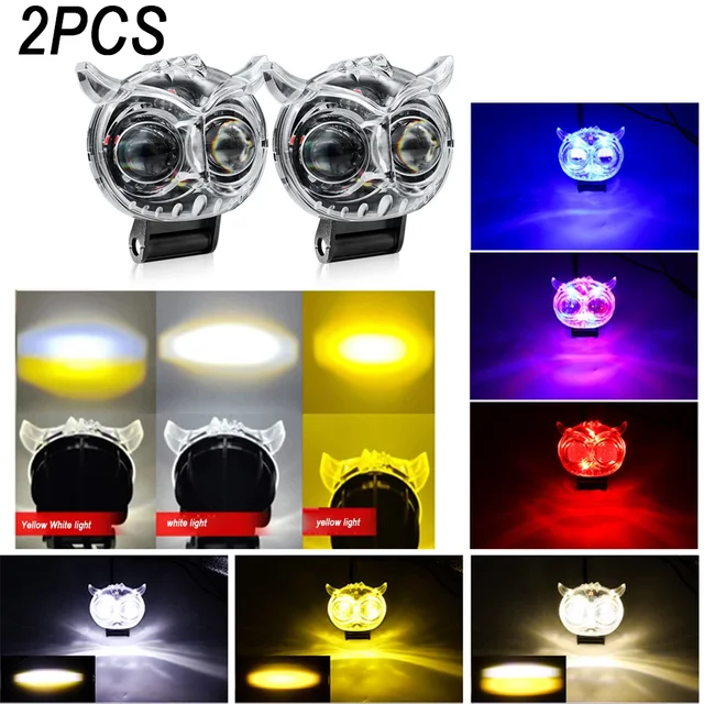60W LED Motorcycle Headlight Work Light Owl 6000K 3500K White Yellow Driving Fog Lights Car UTV Truck Off Road Led Spotlight