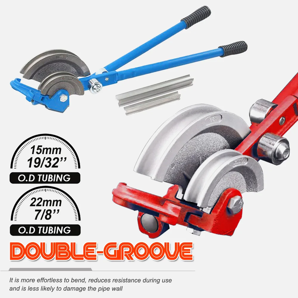 15 + 22mm O.D Tubing Benders Double-Grooue for Home Improvement Tap Water Copper Pipe Hard Pipe 180 Degree Heavy Duty Bender