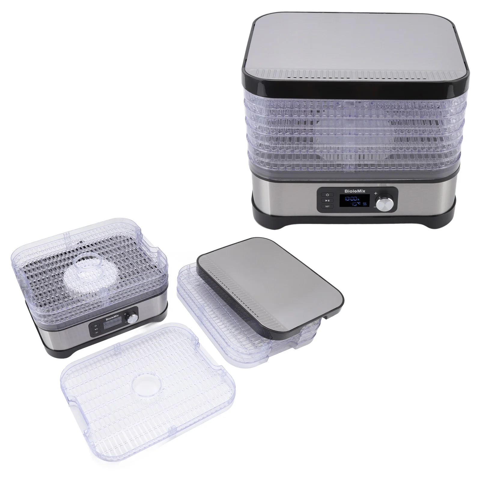 Food Drying Machine 5 Tray Food Dehydrator Stainless Steel Adjustable Temperature Settings EU Plug 220V BPA for Home for 5