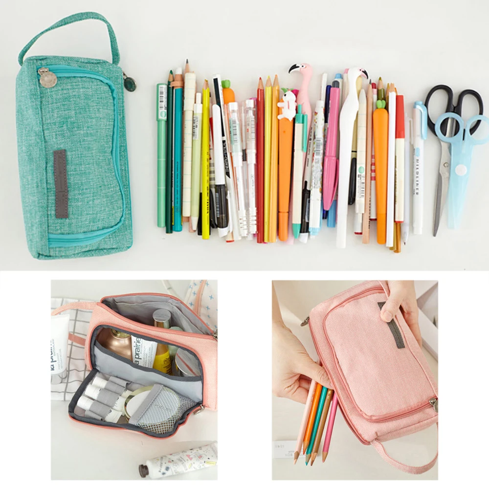 Child Stationary Pencil Case Multi Layer Large Capacity Cosmetic Travel Storage Bag Kawaii Pen Case School Supplies