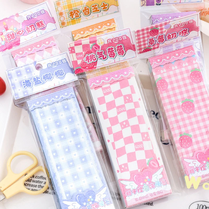 

200PCS Lattice Series Decorative Memo Pad Material Paper Simple Korean Style Backing Material Paper Stationery Supplies